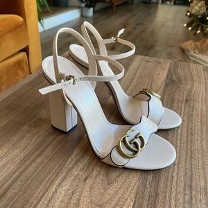 Gucci GG Marmont leather heel sandal